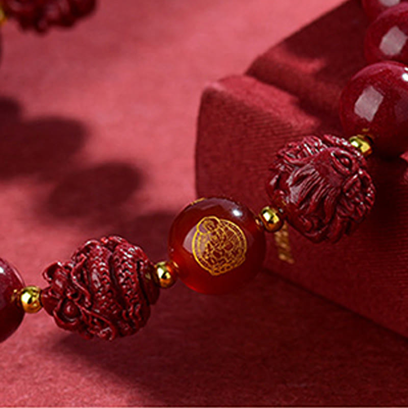 Buddhist Blessing Chinese Zodiac Cinnabar Keep Away Evil Spirits Blessing Bracelet