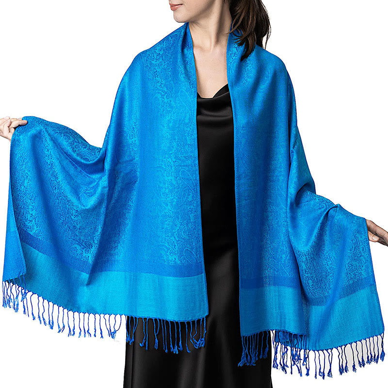 Buddhist Blessing Tibetan Cashew Jacquard Tassels Shawl Spring Fall Winter Warm Cozy Scarf Wrap