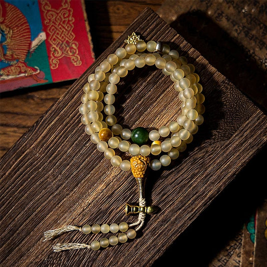 Buddhist Blessing Tibet 108 Mala Beads Chinese Zodiac Natal Buddhist Blessing Natural Sheep Horn Wealth Bracelet