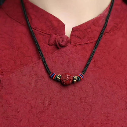 Buddhist Blessing Cinnabar Chinese Zodiac Black String Blessing Necklace Pendants