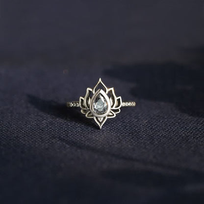 Buddhist Blessing 925 Sterling Silver Lotus Zircon Blessing Protection Ring