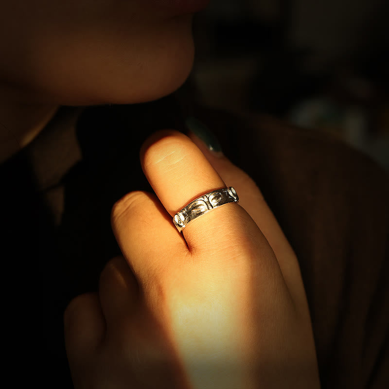 Buddhist Blessing 999 Sterling Silver Buddhist Blessing  Eyes Protection Ring