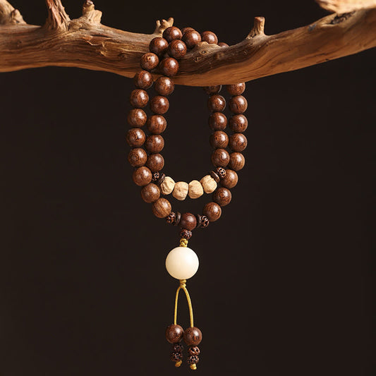 Buddhist Blessing Sandalwood Small Leaf Red Sandalwood Bodhi Seed Purification Double Wrap Bracelet