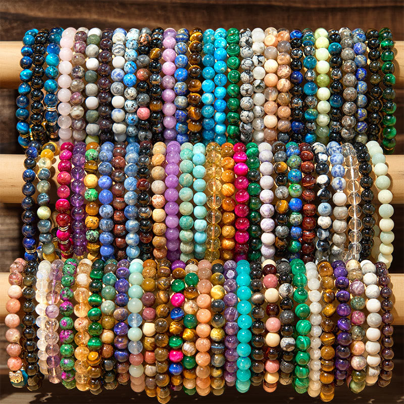 Buddhist Blessing  Stone Various Crystals Malachite Lazurite Hemimorphite Calmness Bracelet