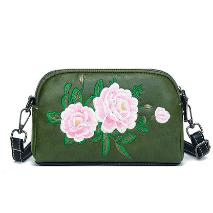 Buddhist Blessing Peony Pomegranate Flowers Su Embroidery Journey Shopping Purse Shoulder Bag Crossbody Bag