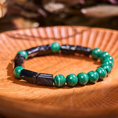 Buddhist Blessing Malachite Black Tourmaline Purity Bracelet