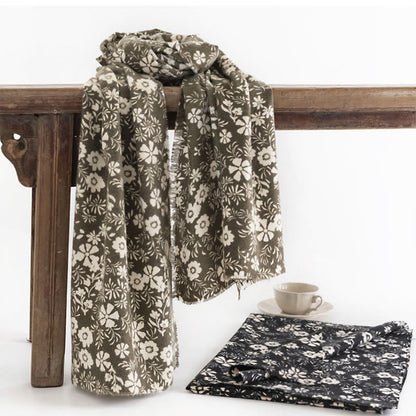 Buddhist Blessing Tibetan Shawl Fresh Daisy Print Fall Winter Soft Warm Travel Scarf Wrap