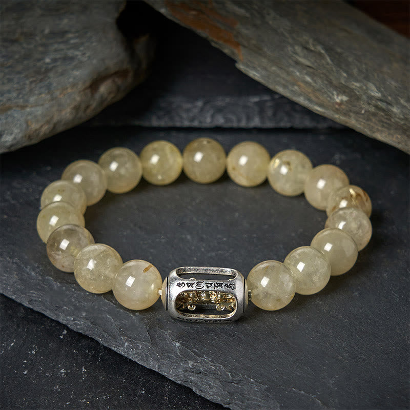 Buddhist Blessing Natural Citrine Om Mani Padme Hum Prosperity Bracelet