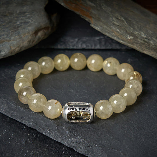 Buddhist Blessing Natural Citrine Om Mani Padme Hum Prosperity Bracelet