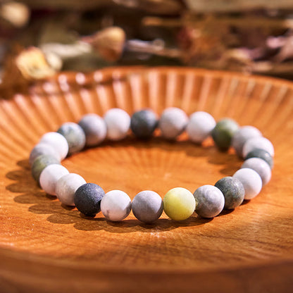 Buddhist Blessing White Turquoise Picasso Jasper Green Calcite Blessing Bracelet