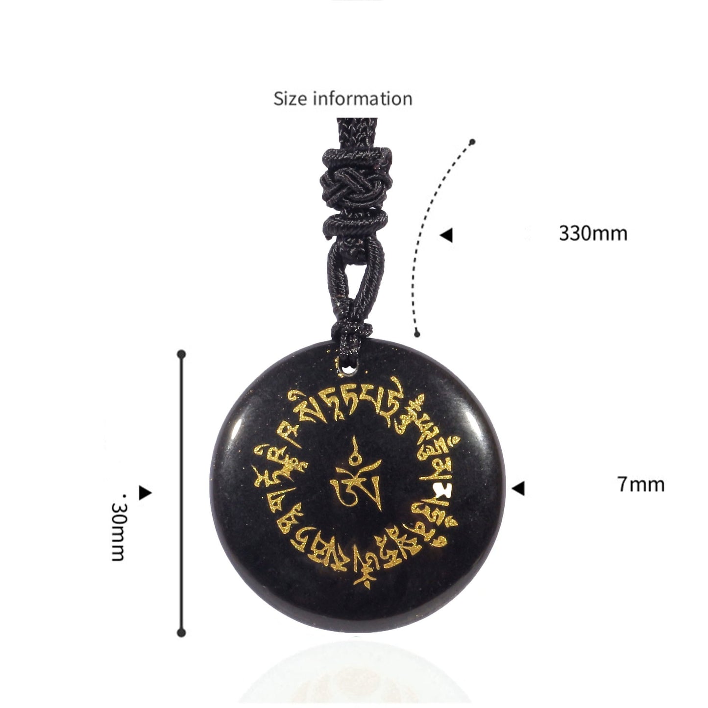 Buddhist Blessing Fortune-gathering Mantra Natural Various Crystal Black Obsidian Fulfilment Necklace Pendant