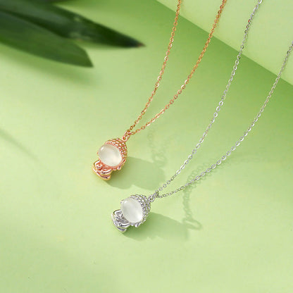 Buddhist Blessing 925 Sterling Silver Chalcedony Formless Buddhist Blessing  Positive Necklace Pendant