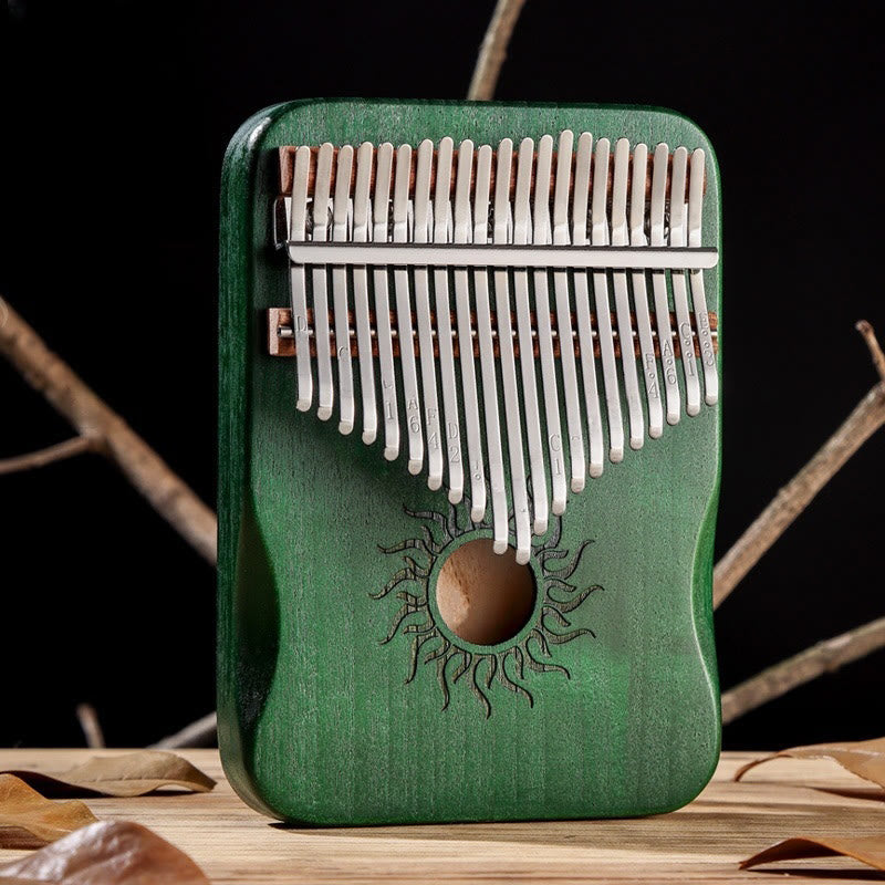 Buddhist Blessing Kalimba 17/21 Keys Thumb Piano Sun Pattern Maple Wood Beginners Portable Finger Piano