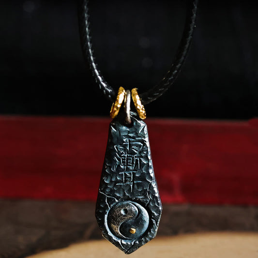 Buddhist Blessing 999 Sterling Silver 24k Gold Big Dipper Yin Yang Design Harmony Necklace Pendant