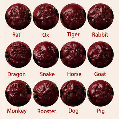 Buddhist Blessing Cinnabar Chinese Zodiac Black String Blessing Necklace Pendants