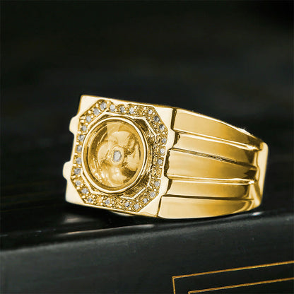 Buddhist Blessing Gold Plated Copper Brass Windmill Healing Ring