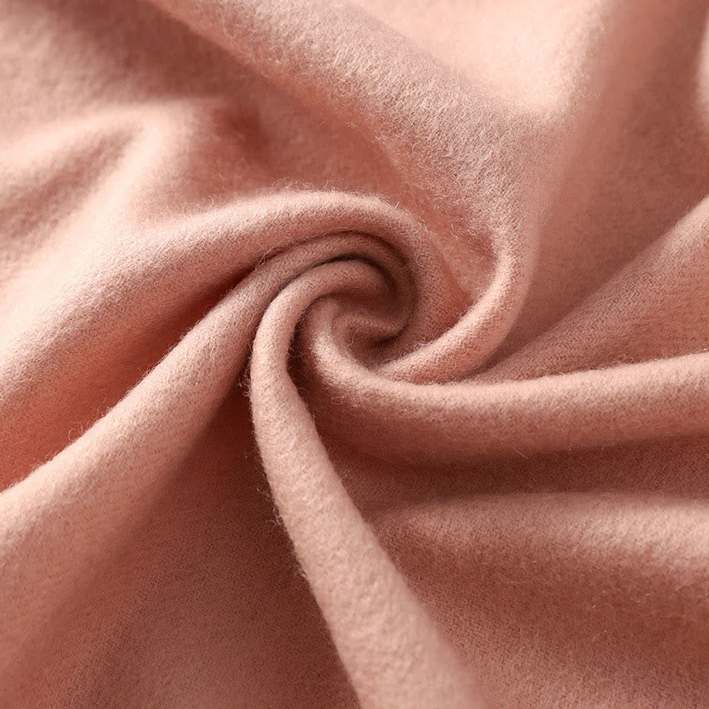 Buddhist Blessing Wool Shawl Red Flower Leaves Embroidery Tassel Winter Cozy Travel Scarf Wrap