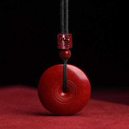 Buddhist Blessing Natural Cinnabar Lotus Peace Buckle Blessing Necklace String Pendant