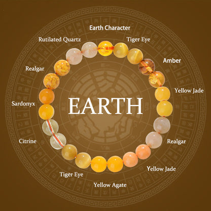 Buddhist Blessing Five Elements Various Agate Crystal Rutilated Quartz Tiger Eye Yellow Agate Citrine Luck Bracelet