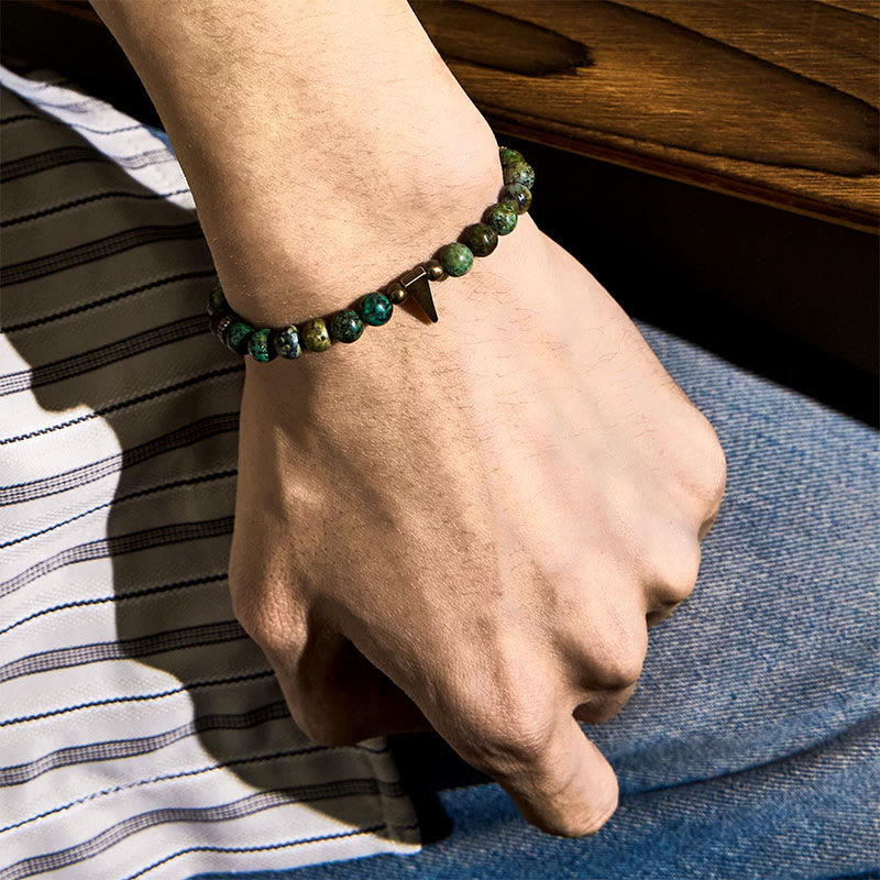Buddhist Blessing Vintage Distressed Design Turquoise Copper Balance Bracelet