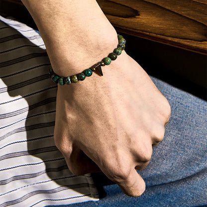Buddhist Blessing Vintage Distressed Design Turquoise Copper Balance Bracelet