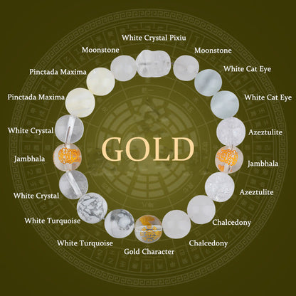 Buddhist Blessing Five Elements Various Crystal Agate Pixiu Wealth Bracelet