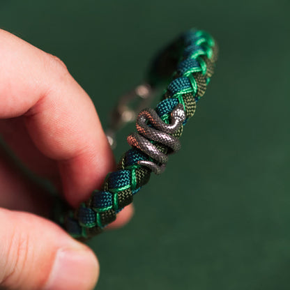 Buddhist Blessing Year of the Snake 999 Sterling Silver String Protection Braided Bracelet