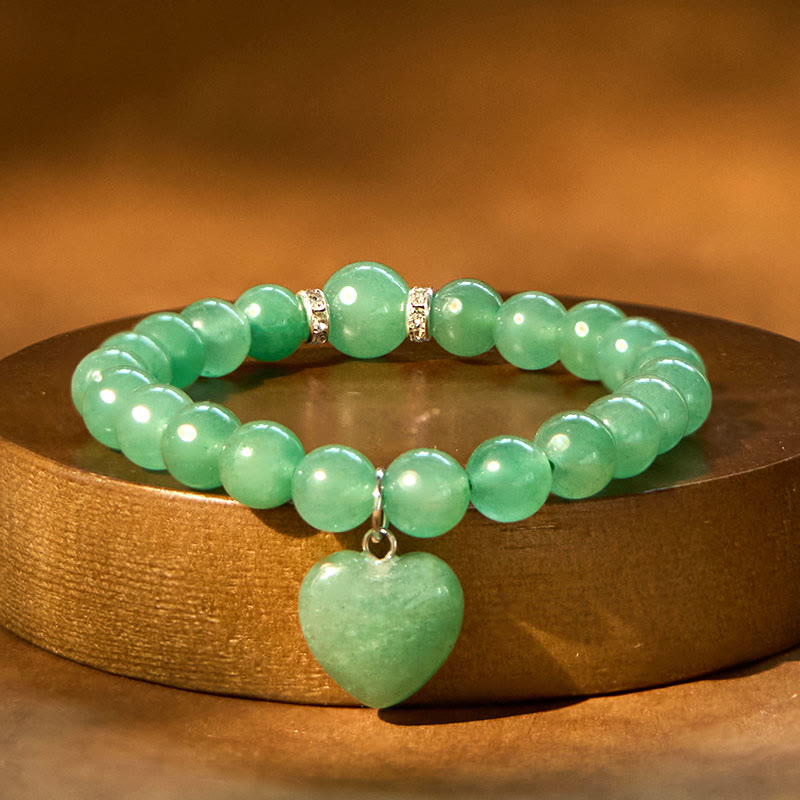 Buddhist Blessing Various Crystal Green Aventurine Love Heart Balance Bracelet