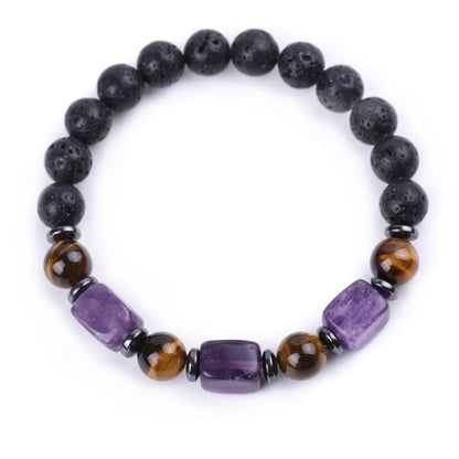 Buddhist Blessing Various Crystals Lava Rock Calm Bracelet