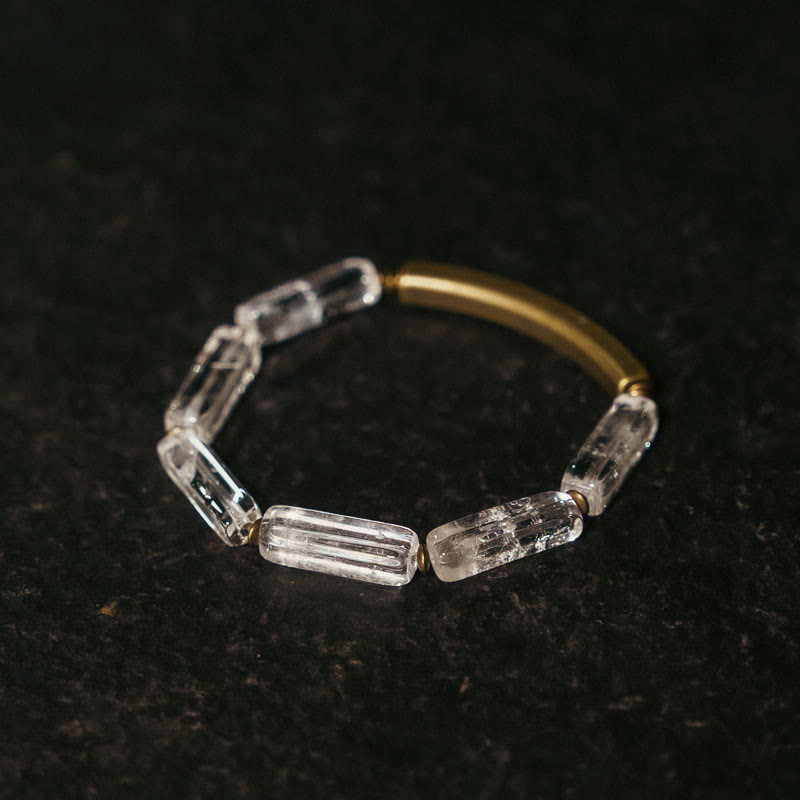 Buddhist Blessing Square White Crystal Copper Luck Healing Bracelet