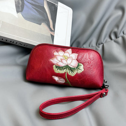 Buddhist Blessing Lotus Su Embroidery Journey Shopping Purse Handbag