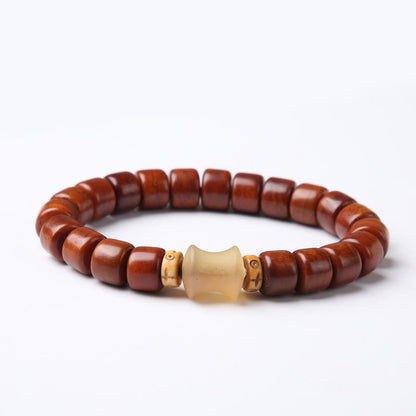Buddhist Blessing Tibetan Bone Beads Three-Eyed Dzi Bead Sheep Horn Red Agate Strength Bracelet