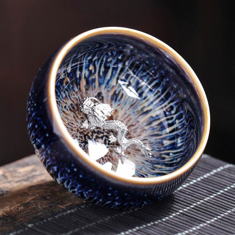 Buddhist Blessing Handmade Chinese Jianzhan Koi Fish Lotus Dragon Phoenix 12 Chinese Zodiac Ceramic Teacup Kung Fu Tea Cup 70ml