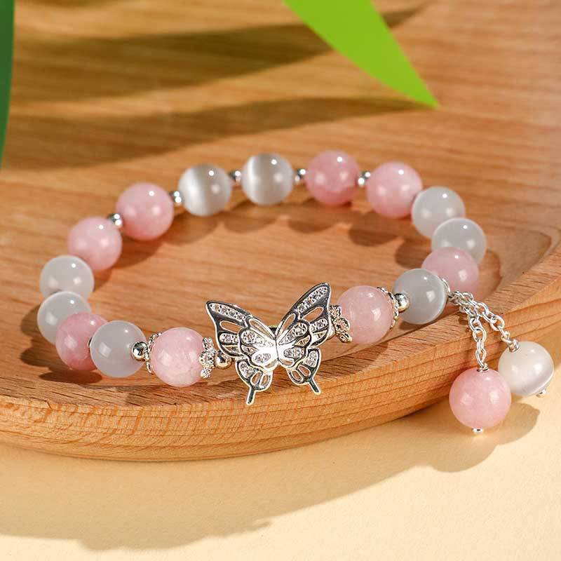 Buddhist Blessing Chrysoberyl Cat's Eye Chalcedony Butterfly Love Bracelet