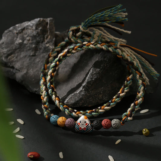 Buddhist Blessing Dragon Boat Festival Colorful Rope Lava Rock Fu Character Rice Dumplings Luck Braided Bracelet