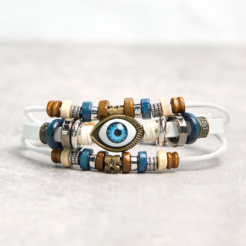Buddhist Blessing Tibetan Evil Eye Leather Adjustable Protection Bracelet