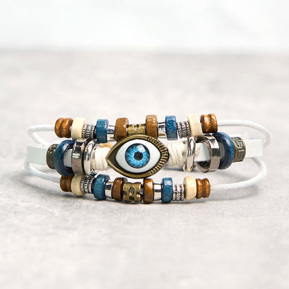 Buddhist Blessing Tibetan Evil Eye Leather Adjustable Protection Bracelet