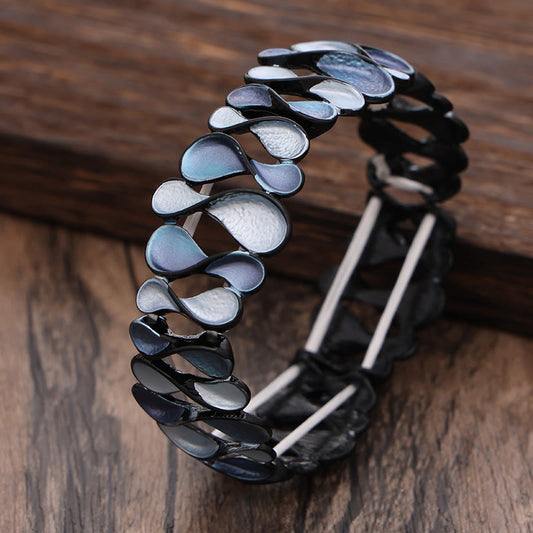 Buddhist Blessing Colorful Geometric Hollow 8-shaped Alloy Healing Elastic Bracelet Bangle