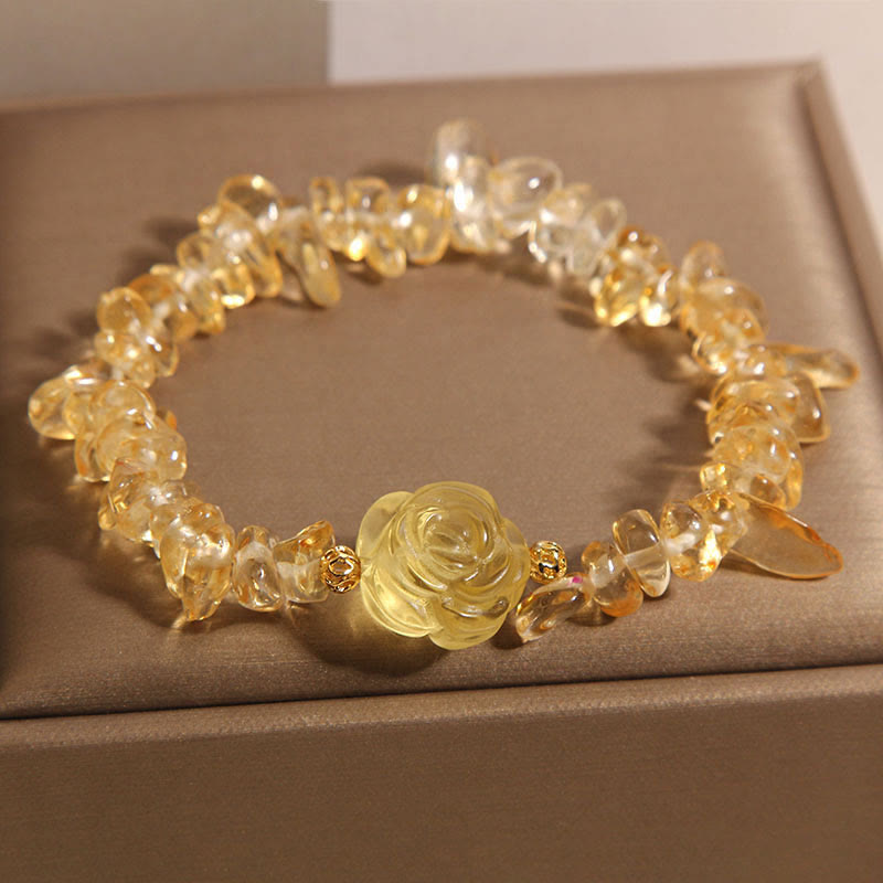 Buddhist Blessing Natural Citrine Irregular Bead Petals Pleasure Bracelet