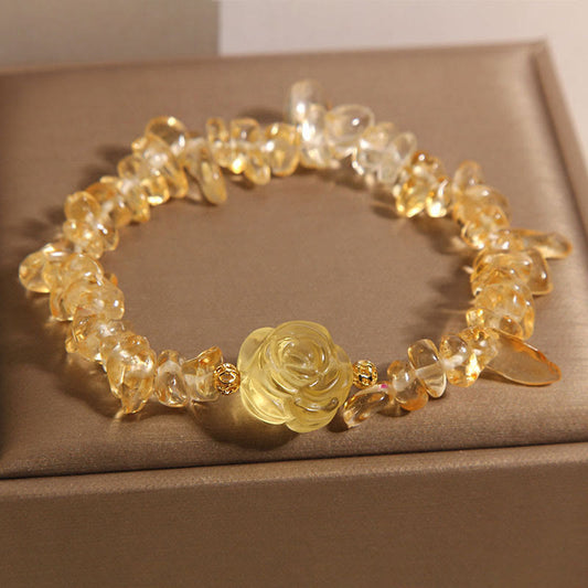 Buddhist Blessing Natural Citrine Irregular Bead Petals Pleasure Bracelet