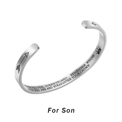 Buddhist Blessing Inspirational Bracelets Personalized Gift for Her Him Engraved Mantra Cuff Bangle Crown Jewelry