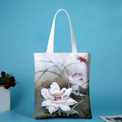 Buddhist Blessing Lotus Shape Canvas Shoulder Bag