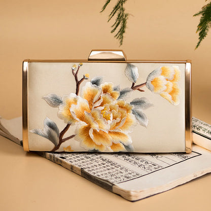 Buddhist Blessing Carnation Peony Begonia Su Embroidery Wedding Shopping Purse Handbag Crossbody Bag