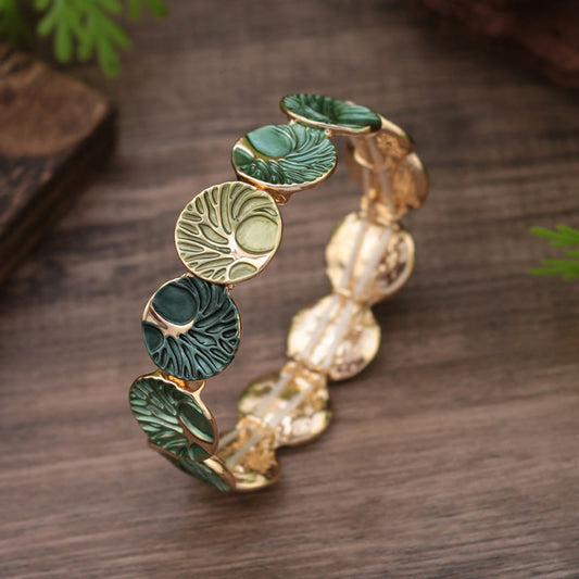 Buddhist Blessing The Tree Of Life Creation Enamel Alloy Bracelet