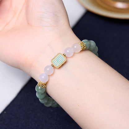 Buddhist Blessing Promote New Beginnings Mint Green Jade Bracelet Bangle Bundle