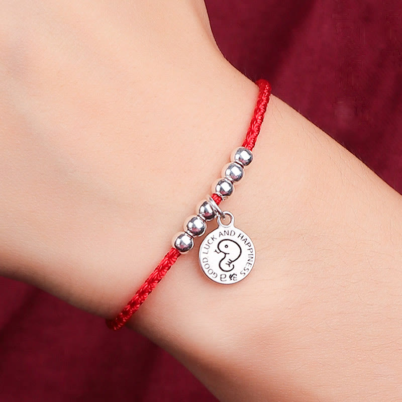 Buddhist Blessing Chinese Zodiac Kid Red String 999 Sterling Silver Protection Bracelet