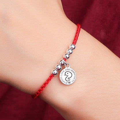 Buddhist Blessing Chinese Zodiac Kid Red String 999 Sterling Silver Protection Bracelet