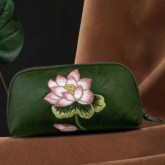 Buddhist Blessing Lotus Su Embroidery Journey Shopping Purse Handbag