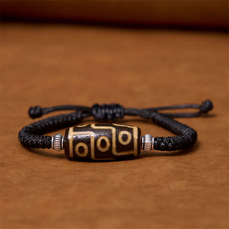 Buddhist Blessing Tibetan Nine-Eye Dzi Bead Three-eyed Dzi Bead Wealth Protection Rope Bracelet