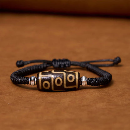 Buddhist Blessing Tibetan Nine-Eye Dzi Bead Three-eyed Dzi Bead Wealth Protection Rope Bracelet